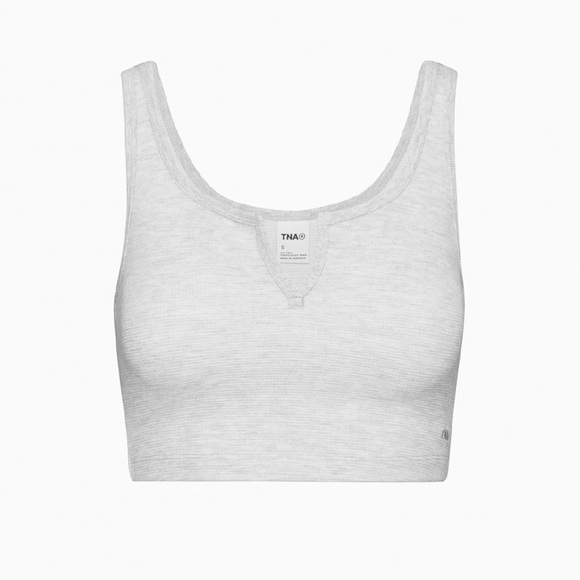 Aritizia TNA Waffle Crop Top Gray Size M - Picture 4 of 10